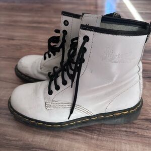 Dr. Martens White and Black Leather Boots